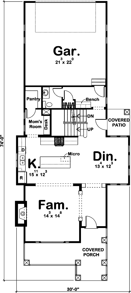 Floor Plan First Story of Craftsman Plan #100-1285
