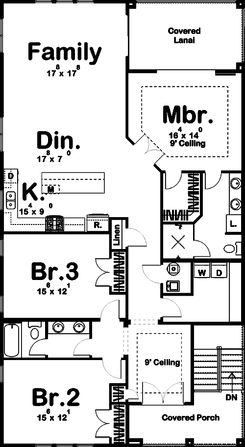 Floor Plan Second Story of Coastal Plan #100-1286