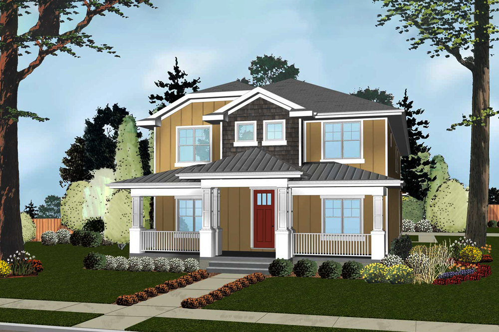 Front elevation of Cottage home (ThePlanCollection: House Plan #100-1287)