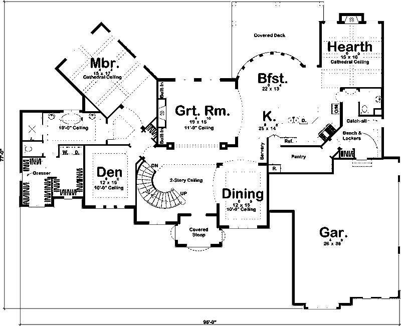 Floor Plan First Story of Mediterranean Plan #100-1288