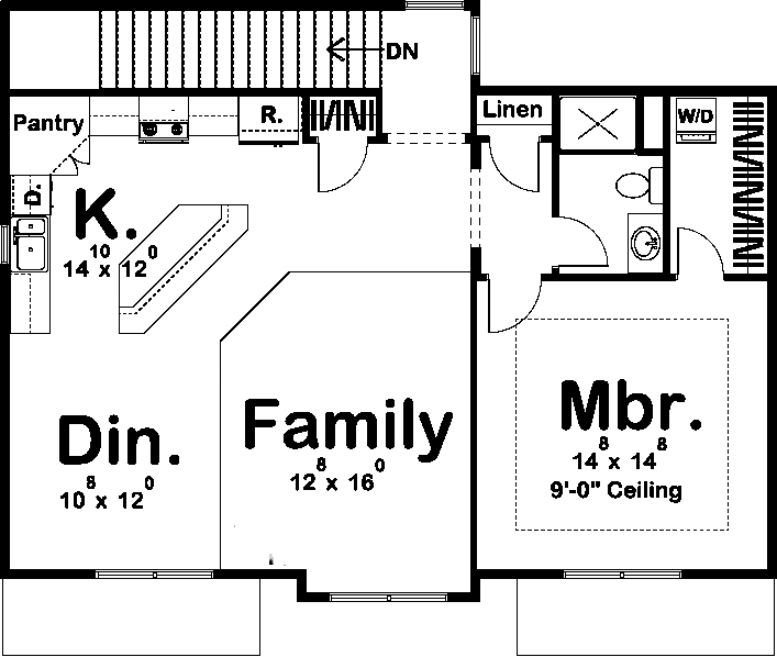 Floor Plan Second Story of Traditional Plan #100-1289