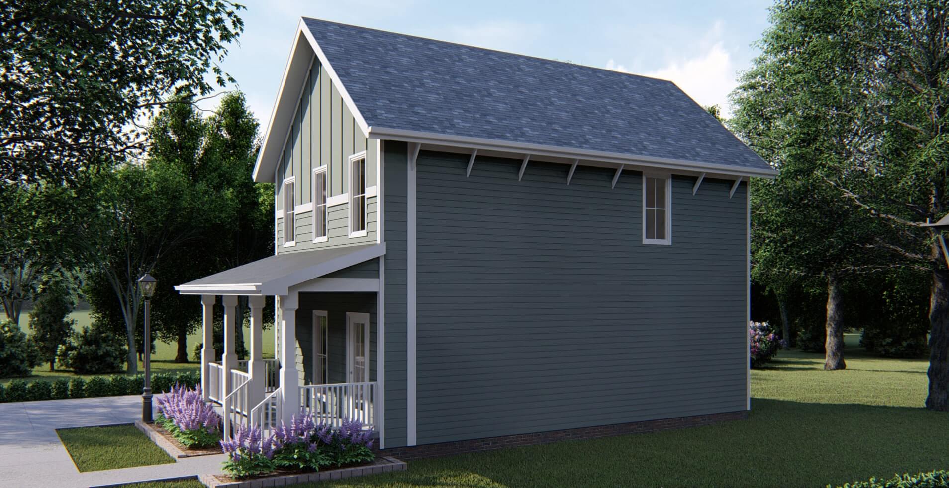Home Plan Right Elevation of this 2-Bedroom,1228 Sq Ft Plan -100-1292