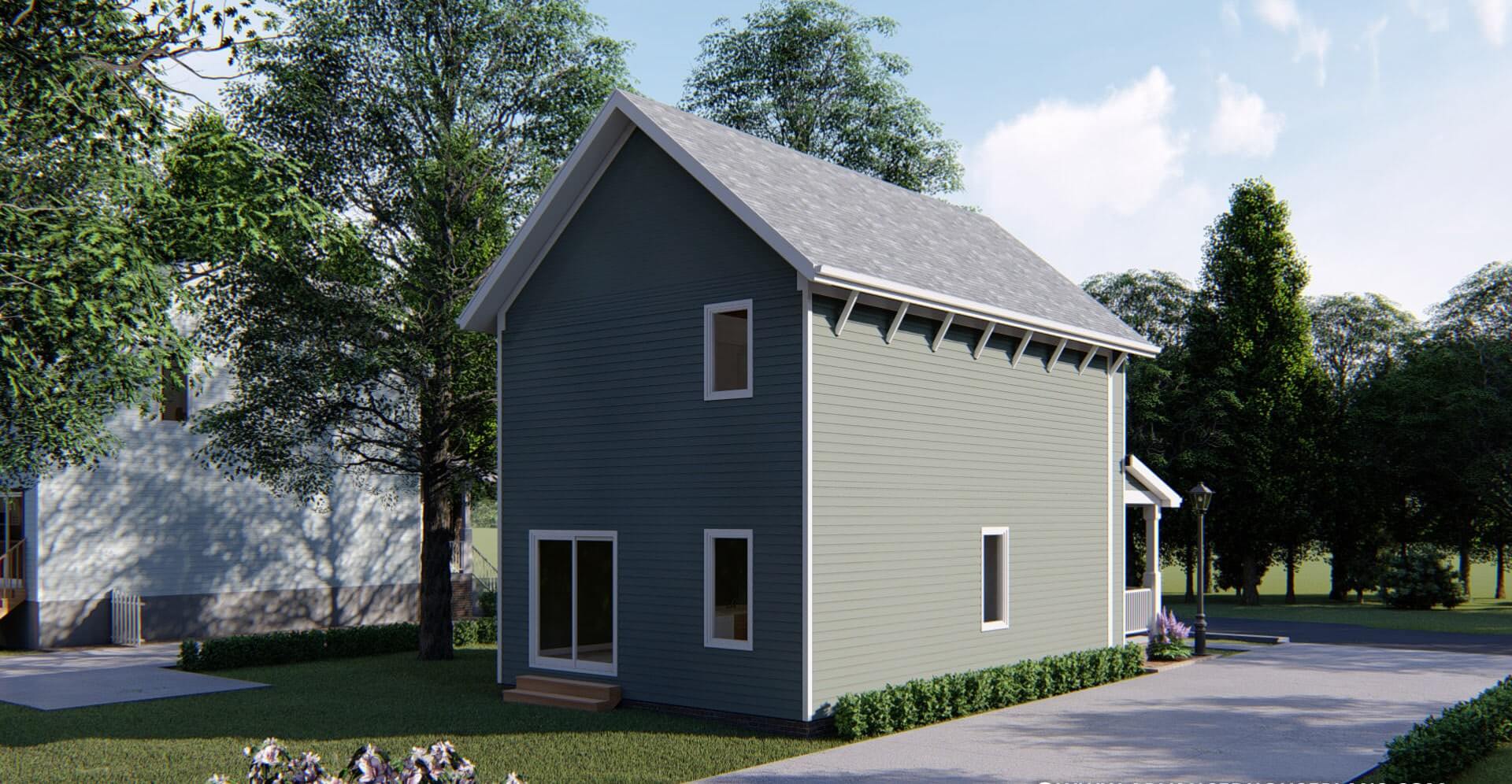 Home Plan Rear Elevation of this 2-Bedroom,1228 Sq Ft Plan -100-1292