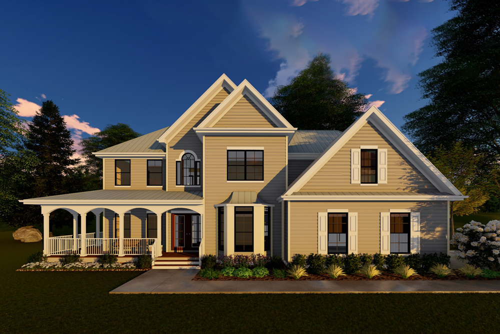 Front elevation of Traditional home (ThePlanCollection: House Plan #100-1293)