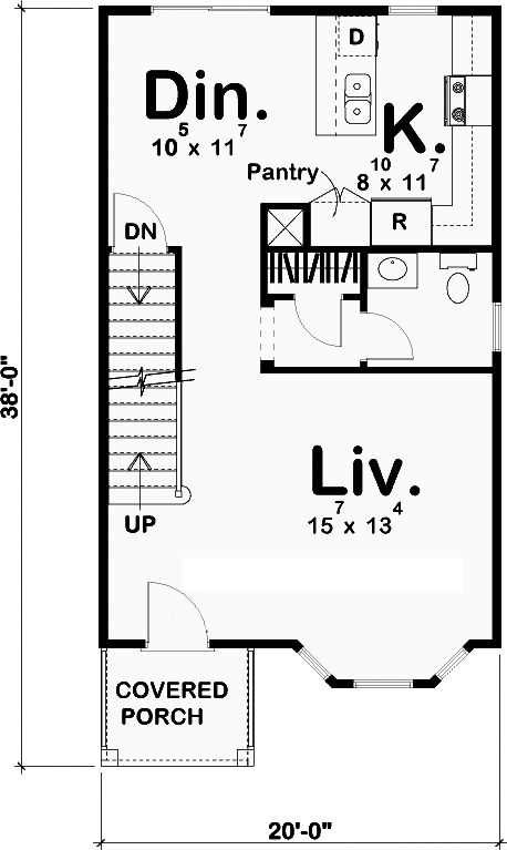 Floor Plan First Story of Victorian Plan #100-1296