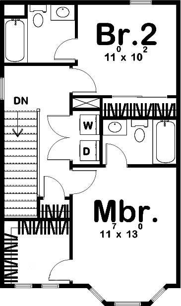 Floor Plan Second Story of Victorian Plan #100-1296