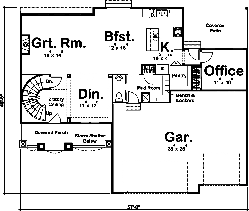 Floor Plan First Story of Traditional Plan #100-1298