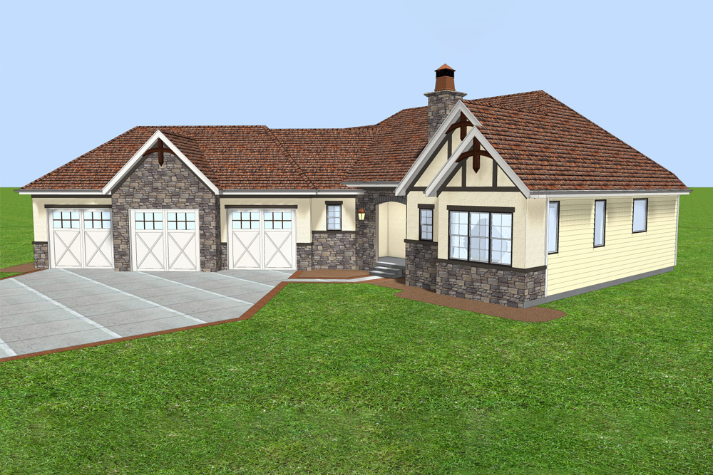Front View of this 2-Bedroom, 1904 Sq Ft Plan - 100-1302
