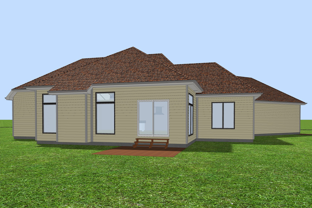 Rear View of this 2-Bedroom, 1904 Sq Ft Plan - 100-1302