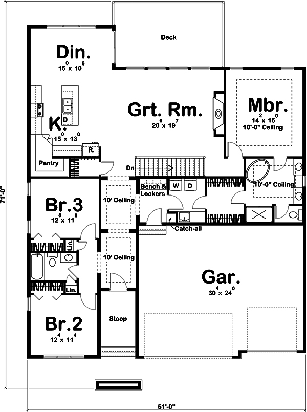 Floor Plan First Story of Modern Plan #100-1303