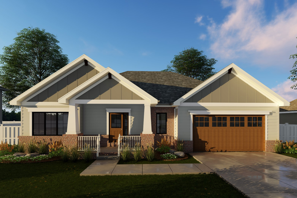 Front elevation of Cottage home (ThePlanCollection: House Plan #100-1304)