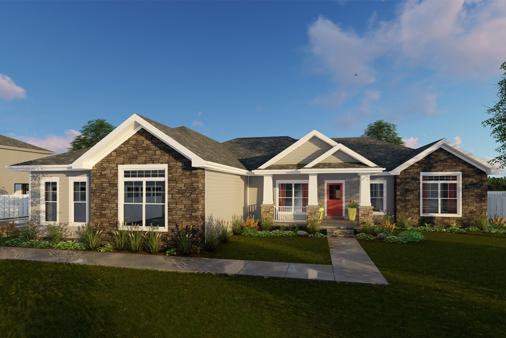 Front elevation of Traditional home (ThePlanCollection: House Plan #100-1305)