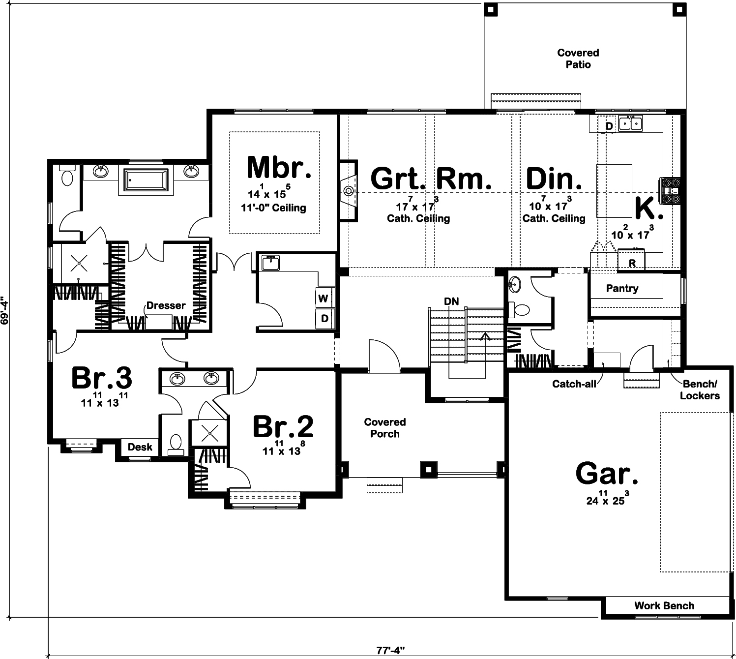 Floor Plan First Story of Craftsman Plan #100-1306