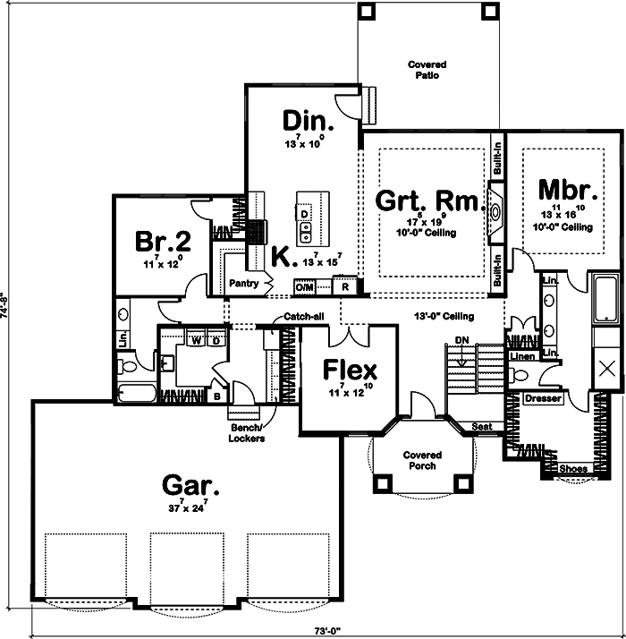 Floor Plan First Story of Mediterranean Plan #100-1307