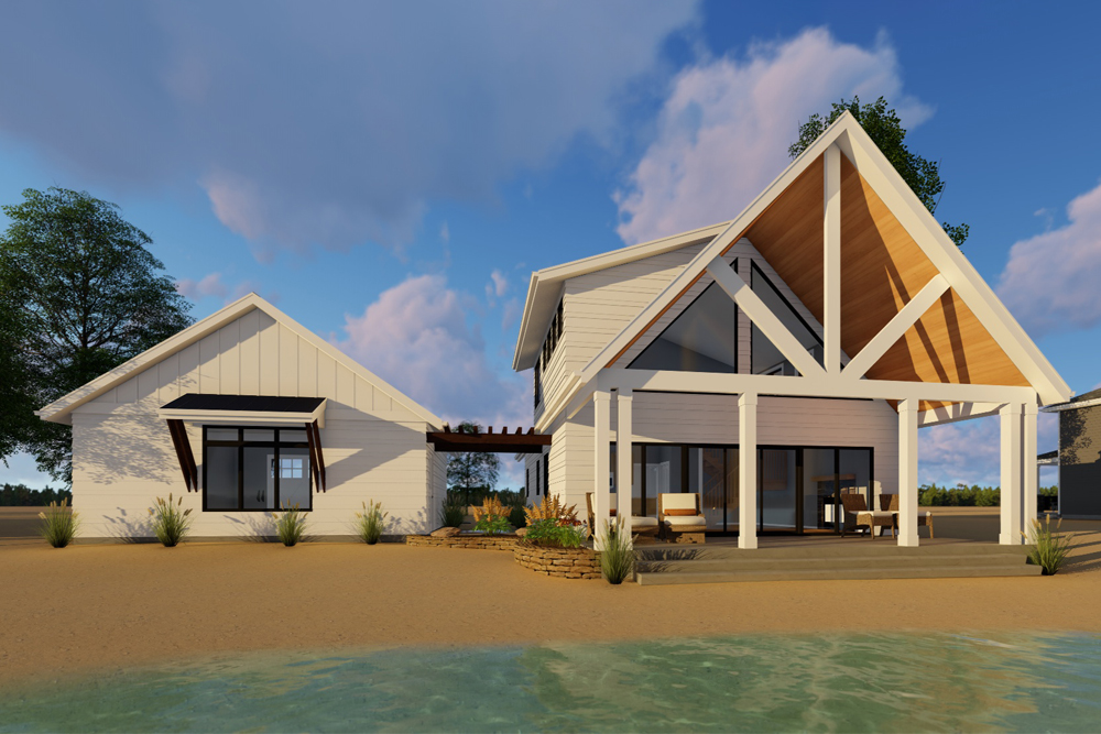 Rear View of this 1-Bedroom, 1194 Sq Ft Plan - 100-1308