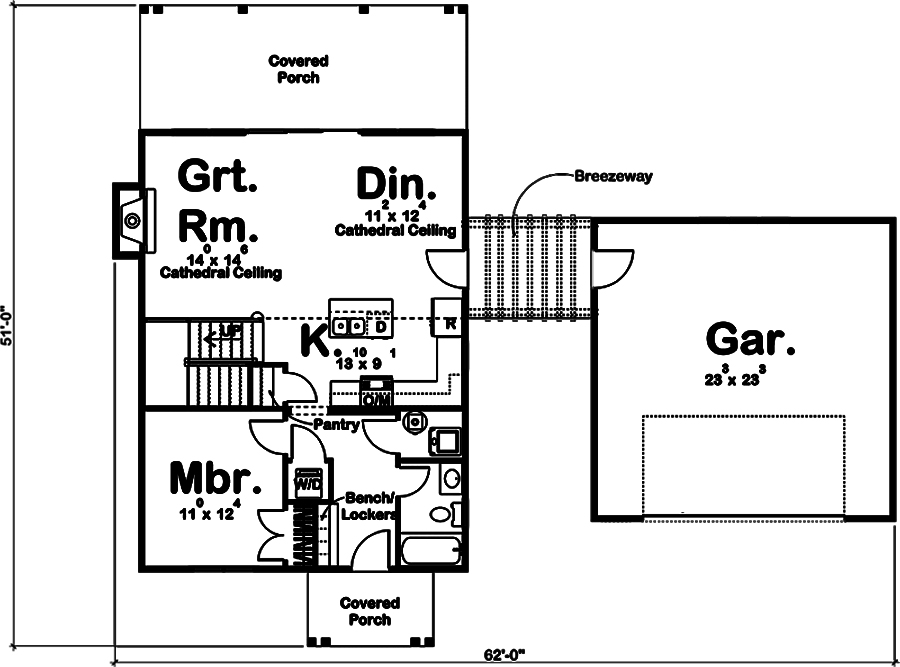 Floor Plan First Story of Farmhouse Plan #100-1308