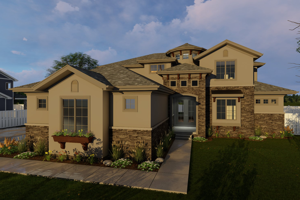 Front elevation of Mediterranean home (ThePlanCollection: House Plan #100-1309)