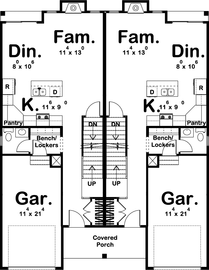 Floor Plan First Story of Craftsman Plan #100-1311