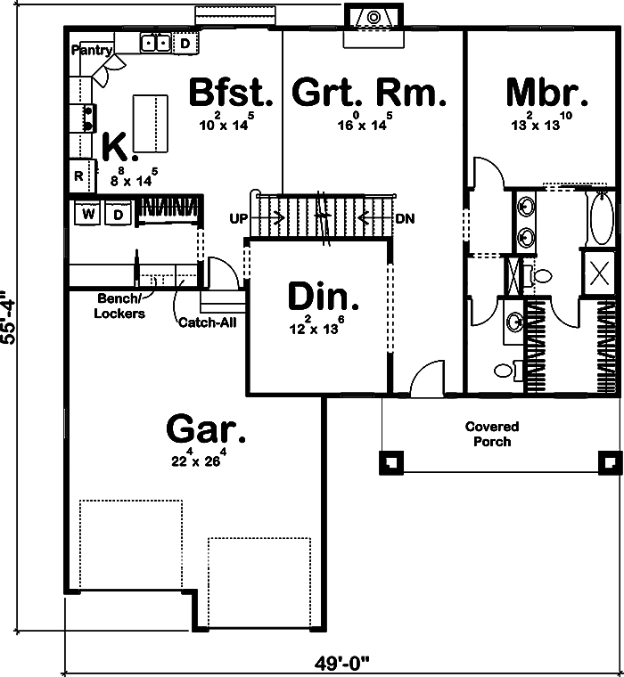 Floor Plan First Story of Craftsman Plan #100-1312