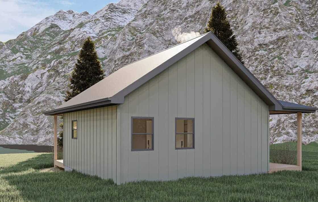 Home Plan Rear Elevation of this 1-Bedroom,576 Sq Ft Plan -100-1315