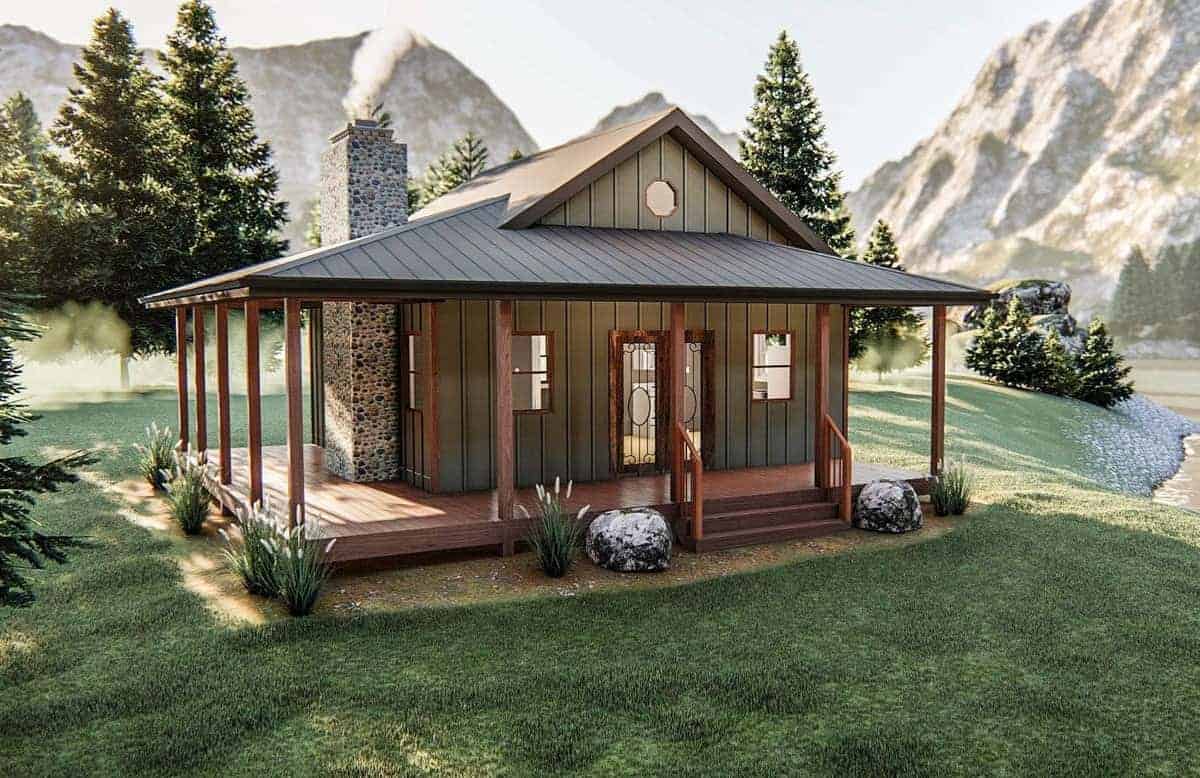 Front elevation of Lake home (ThePlanCollection: House Plan #100-1315)