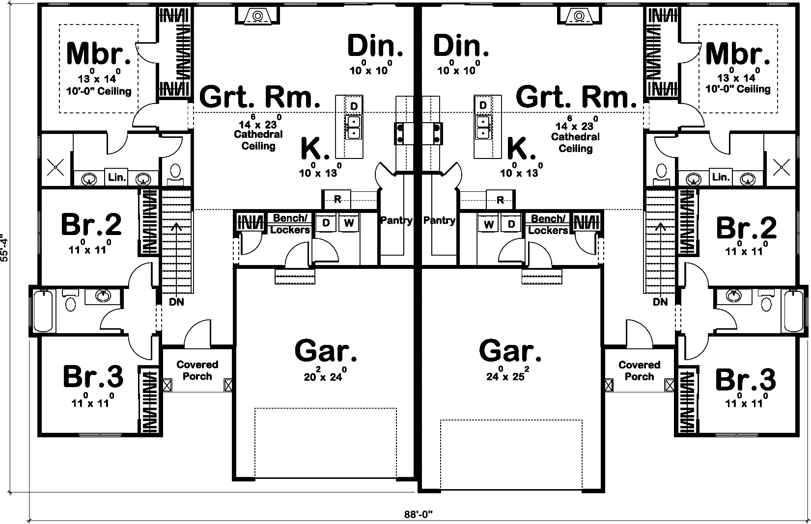 Floor Plan First Story of Farmhouse Plan #100-1319