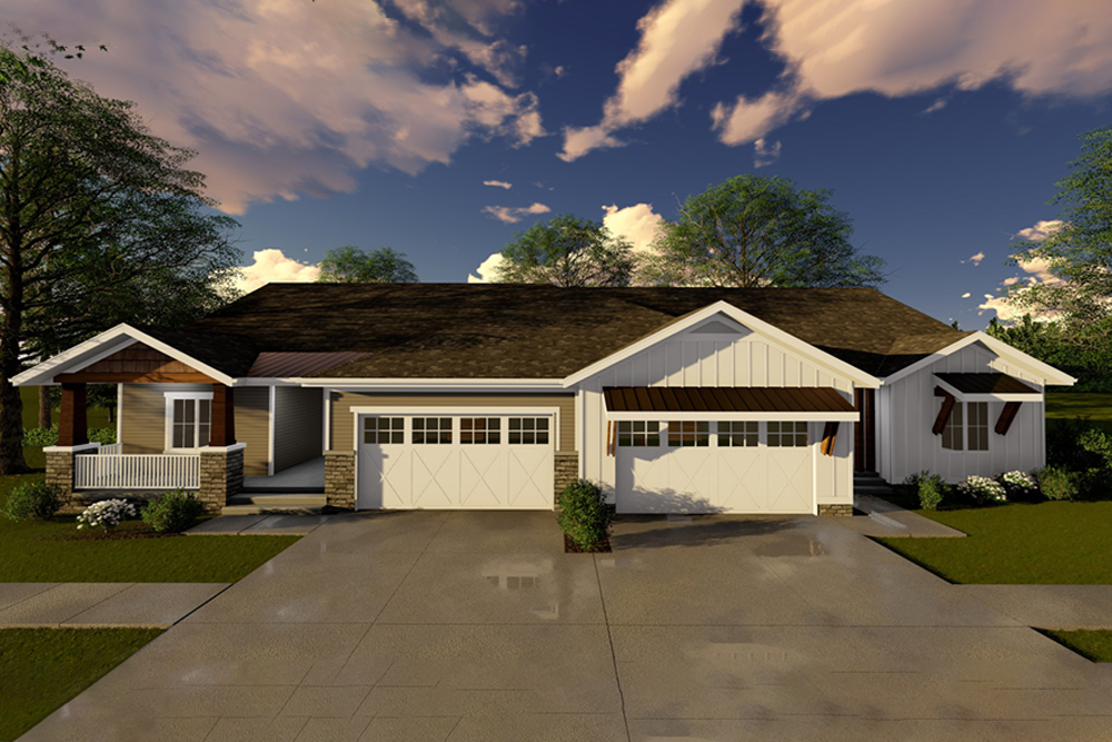 Front elevation of Ranch home (ThePlanCollection: House Plan #100-1319)