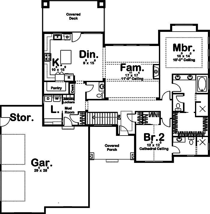 Floor Plan First Story of Cottage Plan #100-1320