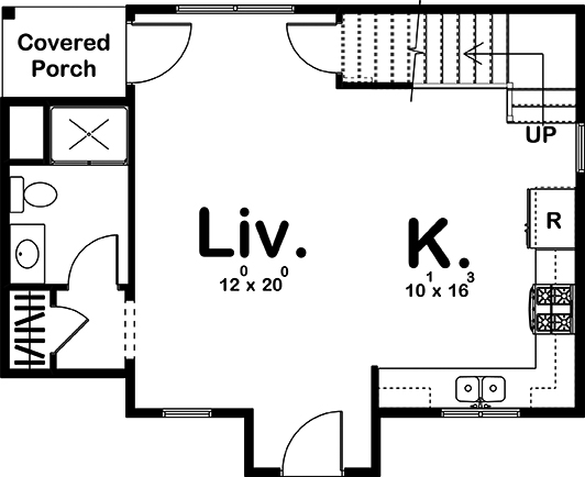 Floor Plan First Story of Traditional Plan #100-1323
