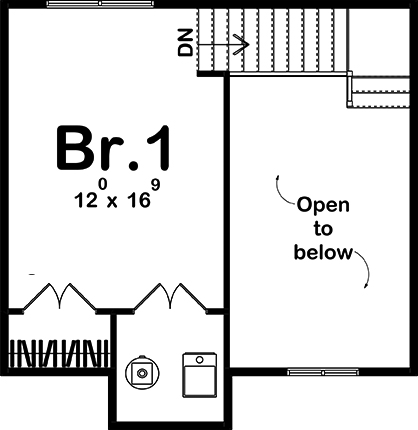 Floor Plan Second Story of Traditional Plan #100-1323