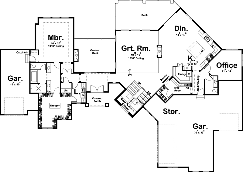 Floor Plan First Story of Mediterranean Plan #100-1324