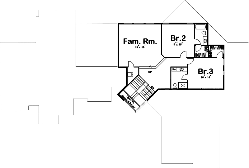Floor Plan Second Story of Mediterranean Plan #100-1324