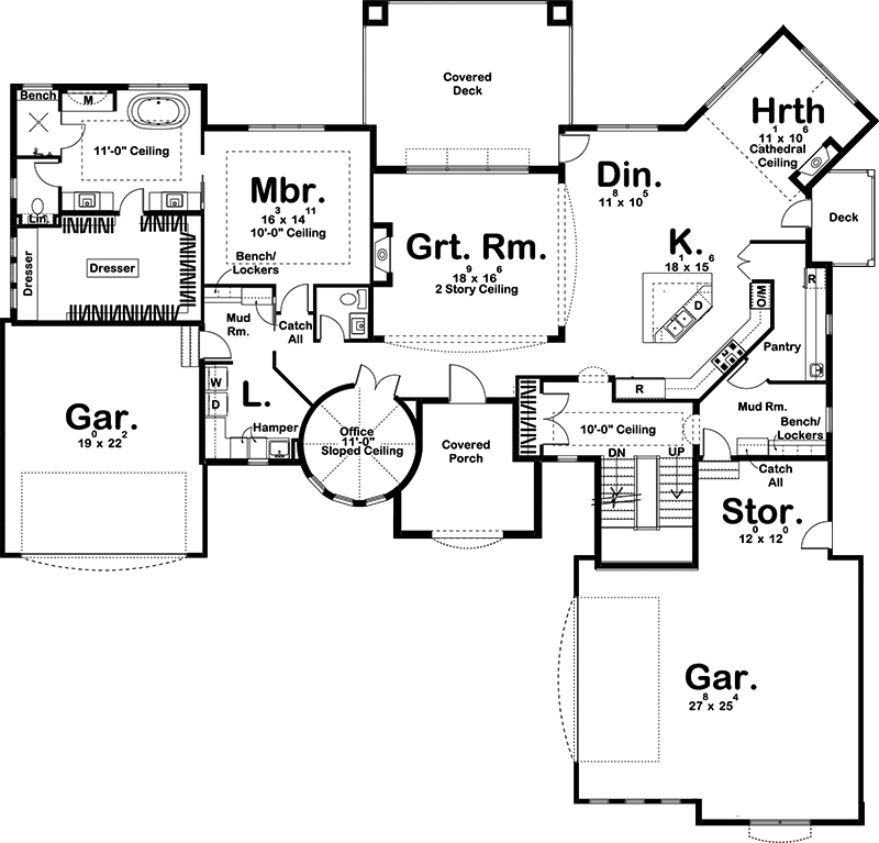 Floor Plan First Story of Tuscan Plan #100-1326