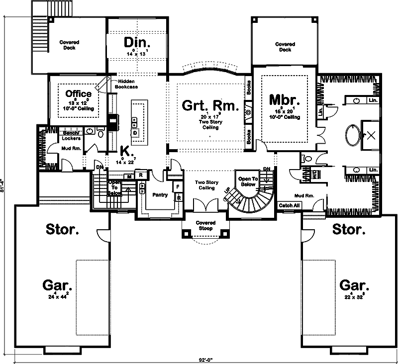 Floor Plan First Story of Mediterranean Plan #100-1331
