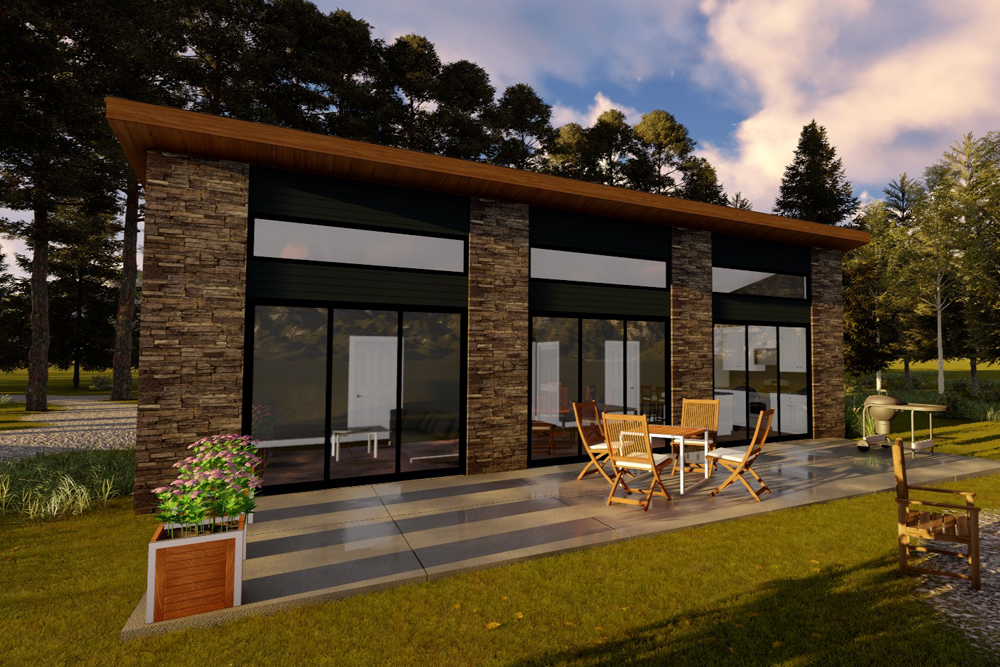 Front elevation of Modern home (ThePlanCollection: House Plan #100-1333)