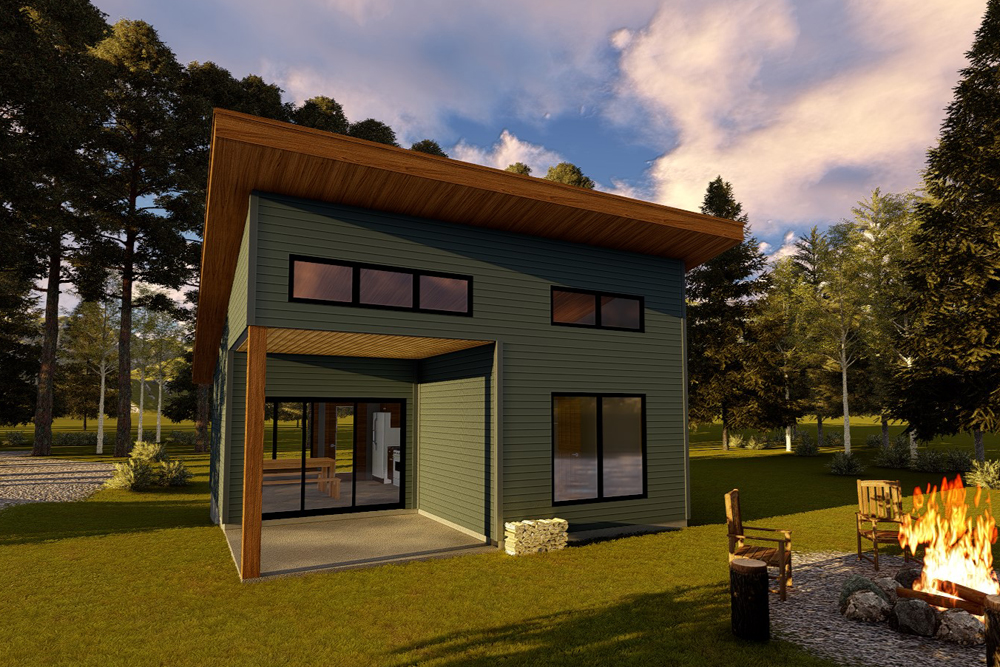 Front elevation of Modern home (ThePlanCollection: House Plan #100-1335)