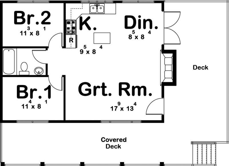 Floor Plan First Story of Cottage Plan #100-1339