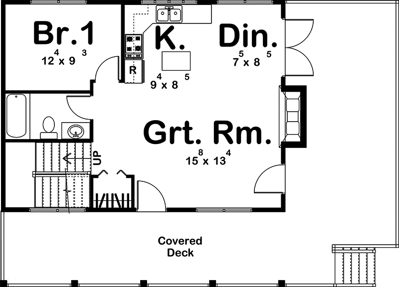Floor Plan First Story of Cottage Plan #100-1341