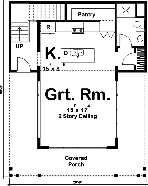 Floor Plan First Story of Farmhouse Plan #100-1343