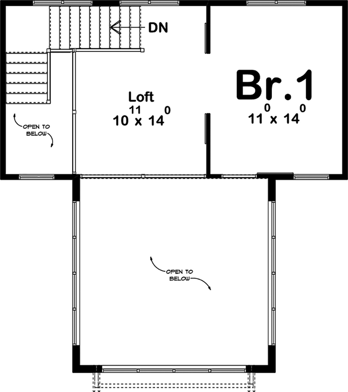 Floor Plan Second Story of Farmhouse Plan #100-1343