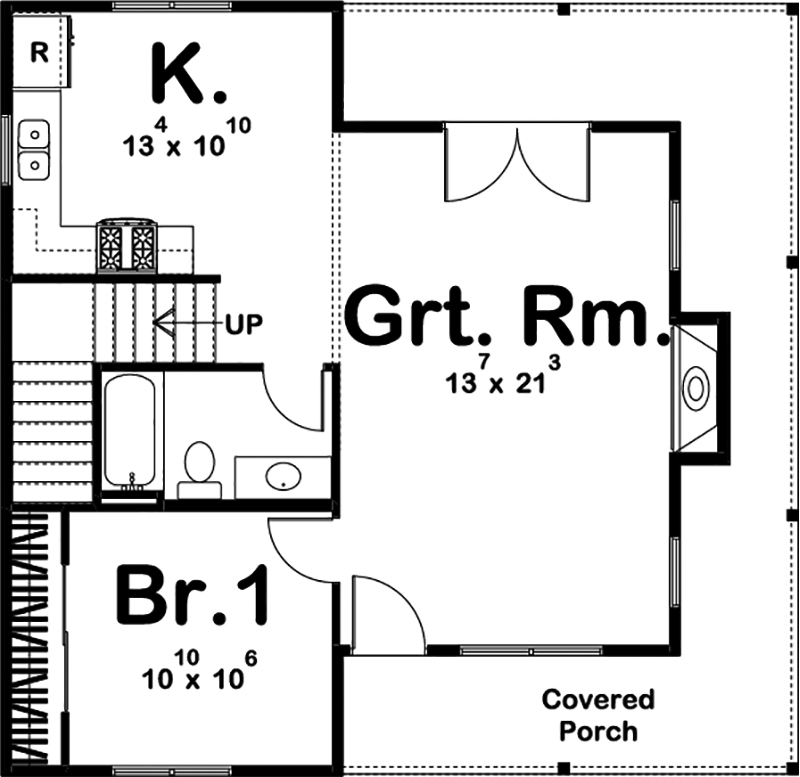 Floor Plan First Story of Farmhouse Plan #100-1344