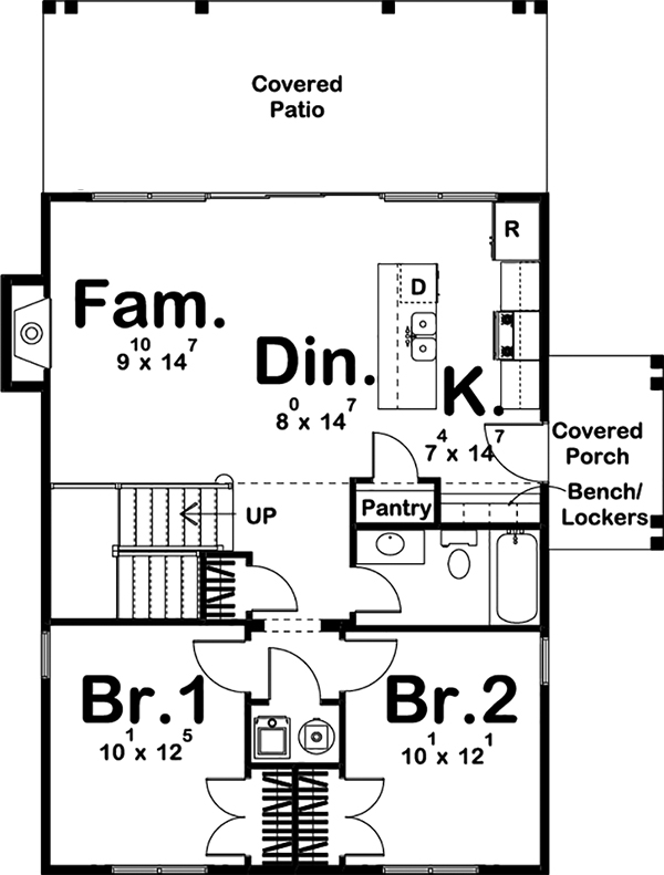 Floor Plan First Story of Cottage Plan #100-1345