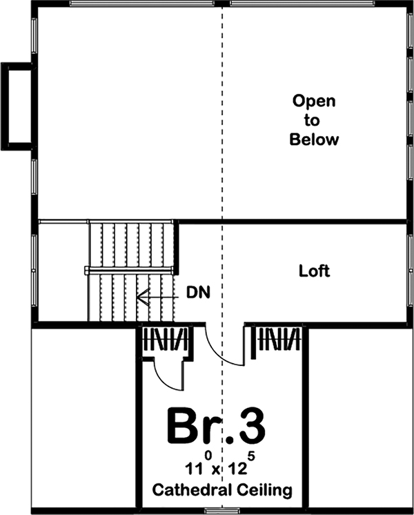 Floor Plan Second Story of Cottage Plan #100-1345