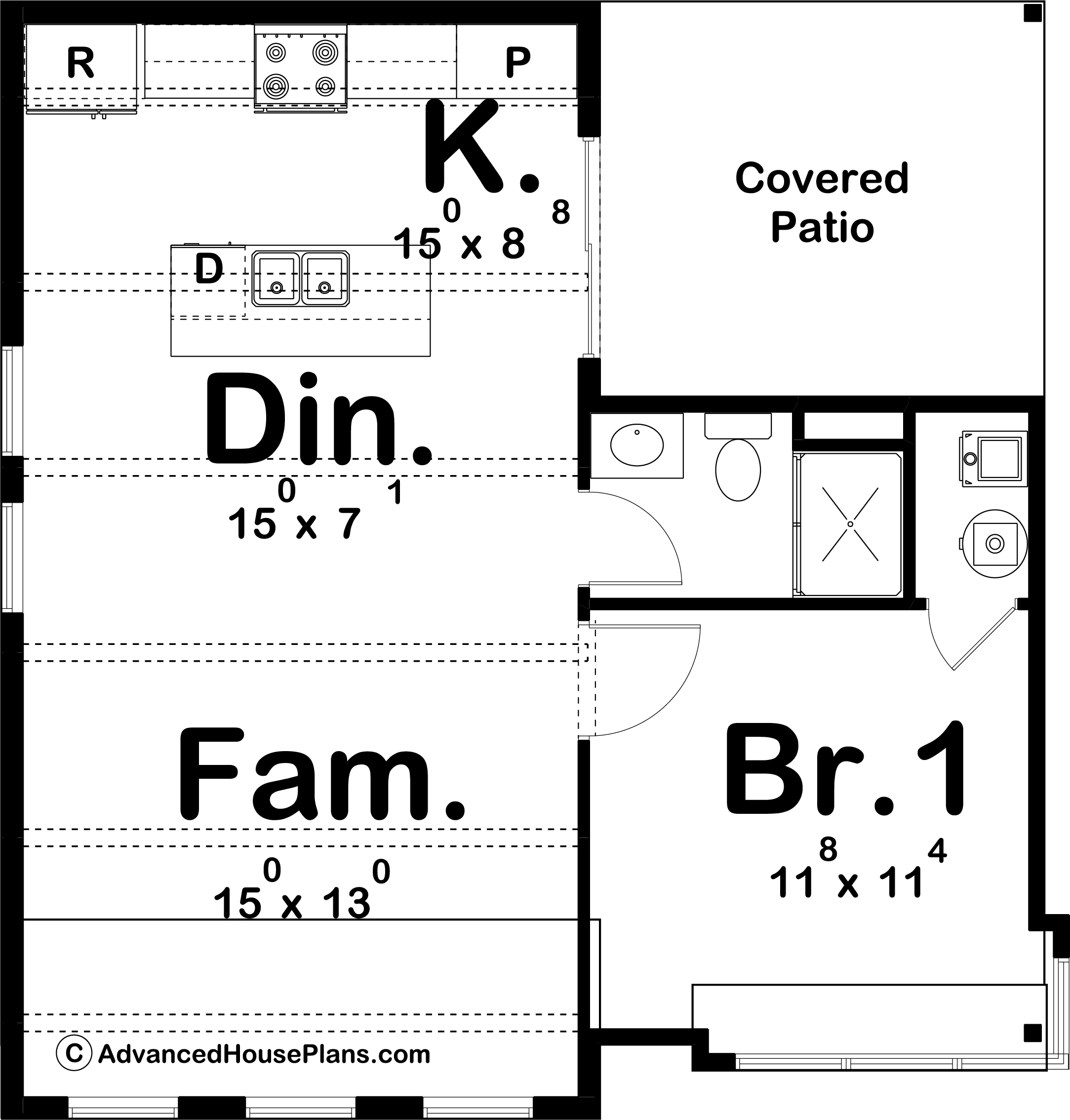 Floor Plan First Story of Modern Plan #100-1349