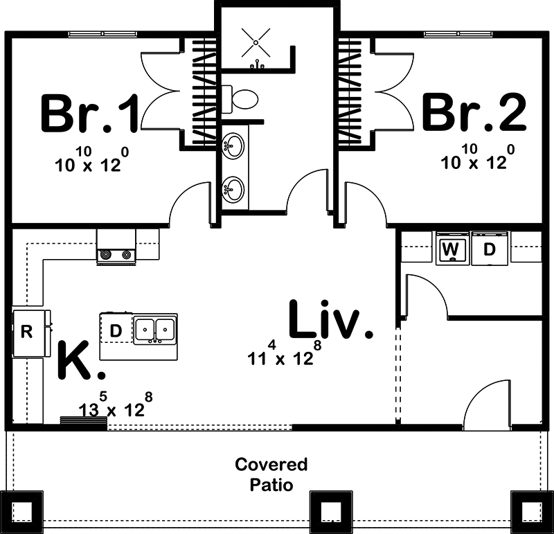 Floor Plan First Story of Cottage Plan #100-1351