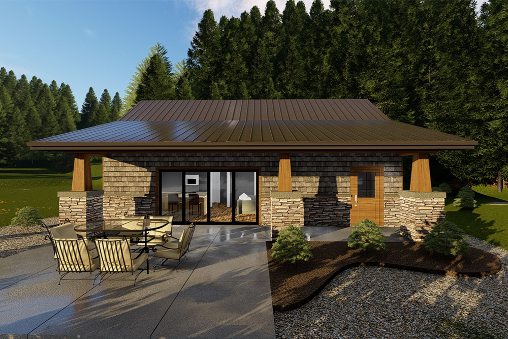 Front elevation of Lake home (ThePlanCollection: House Plan #100-1351)