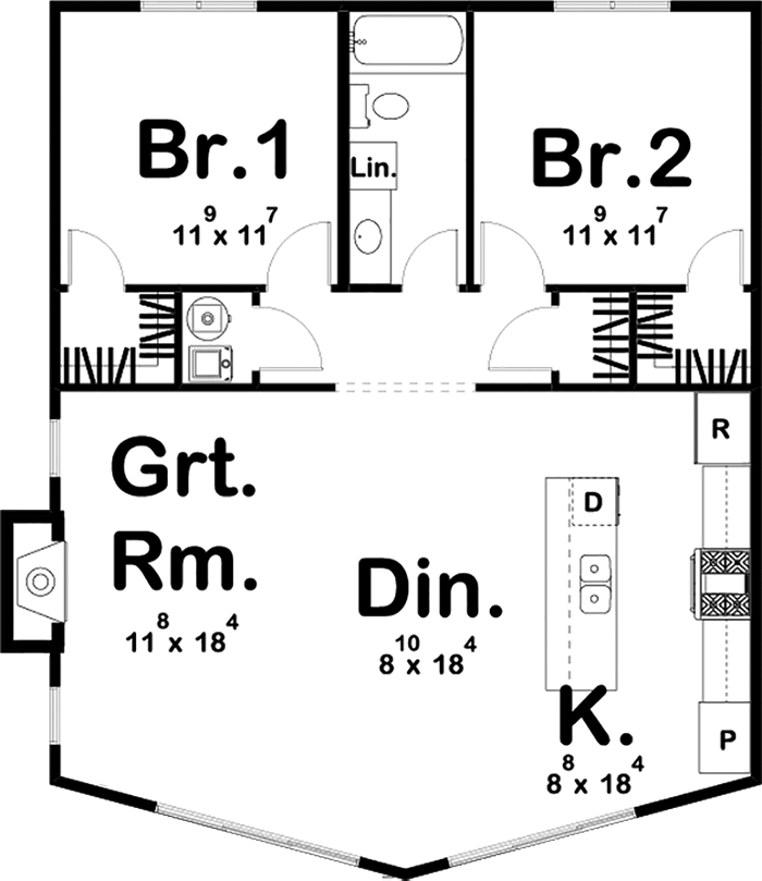 Floor Plan First Story of Modern Plan #100-1352