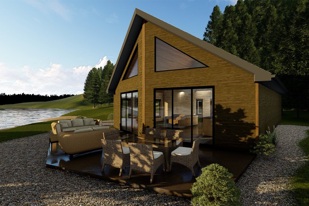 Front elevation of Modern home (ThePlanCollection: House Plan #100-1352)