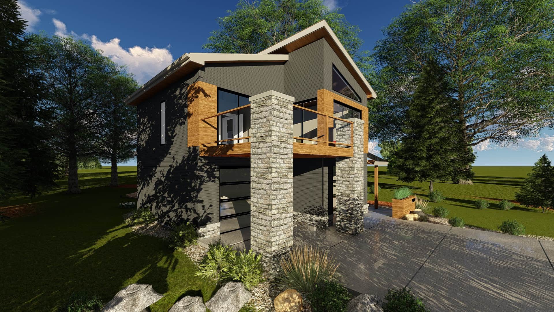 Left Side View of this 1-Bedroom, 758 Sq Ft Plan - 100-1355