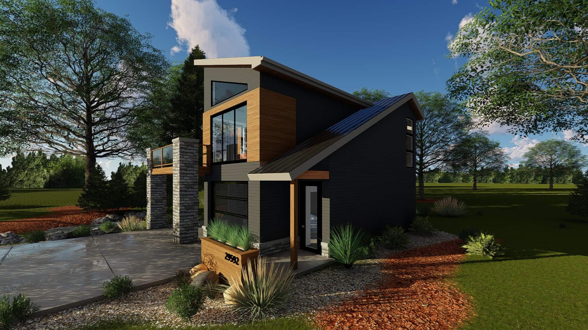 Right Side View of this 1-Bedroom, 758 Sq Ft Plan - 100-1355